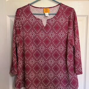 Tribal Women's Red Patterned Top